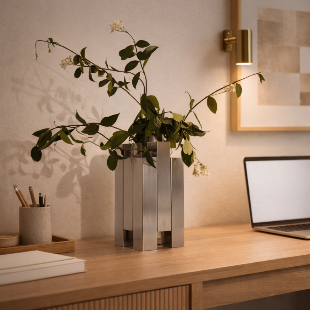 Spegelpolerad vas i rostfritt stål - Modern minimalistisk