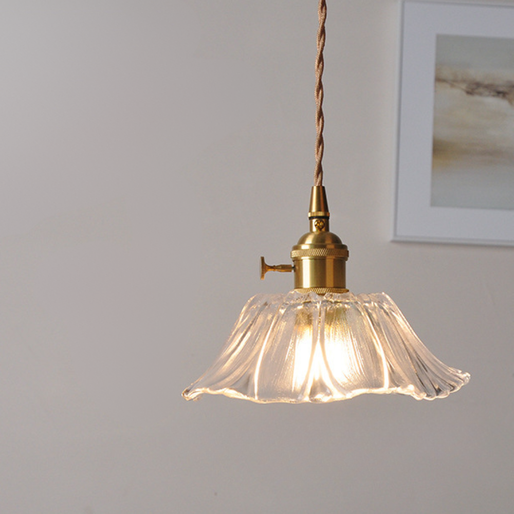 Vintage blomformad pendellampa