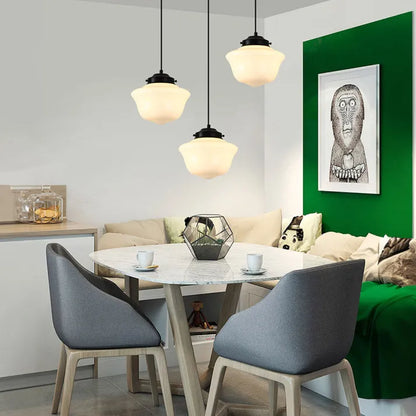 Art Deco-hänglampa med geometrisk skärm från mitten av århundradet