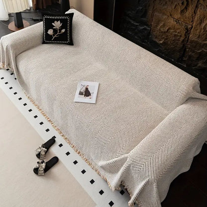 Randigt texturerat sofföverdrag