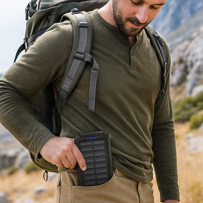 Bärbar solcellsbank med LED-ficklampa