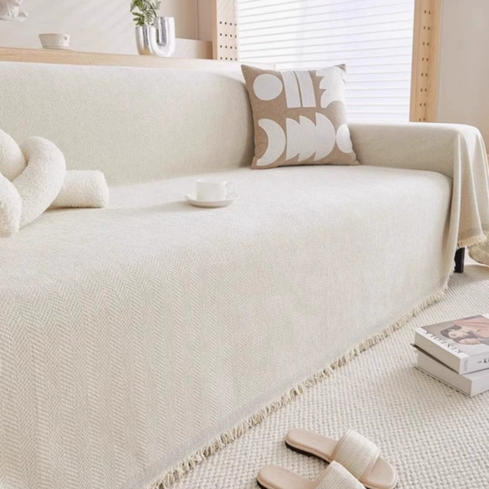 Minimalistiskt texturerat sofföverdrag