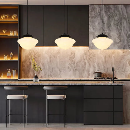 Art Deco-hänglampa med geometrisk skärm från mitten av århundradet