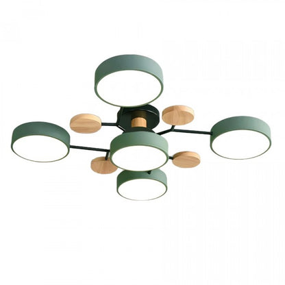 Rund LED-taklampa i modern design, skiva, från mitten av århundradet