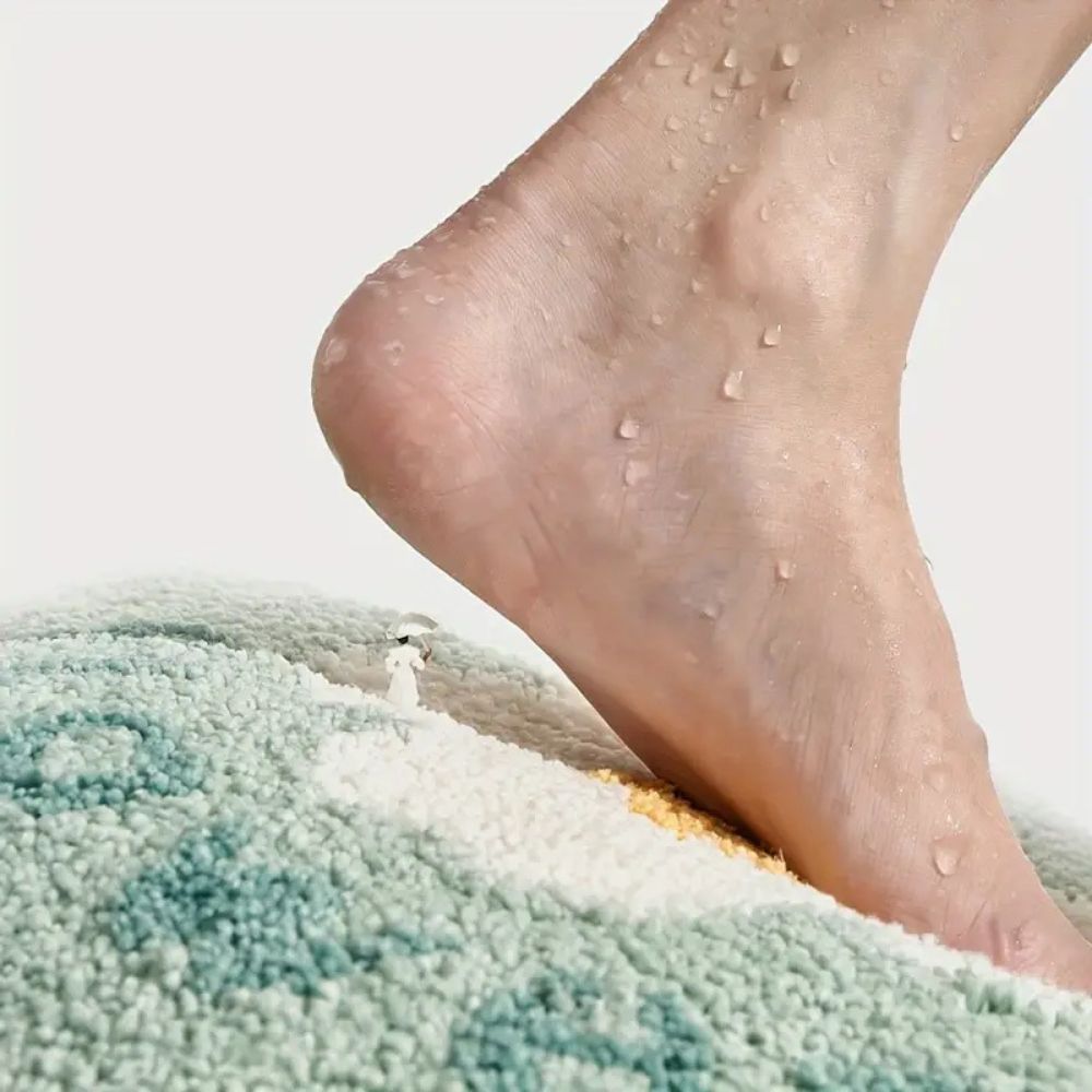 Halkfri blommig badmatta