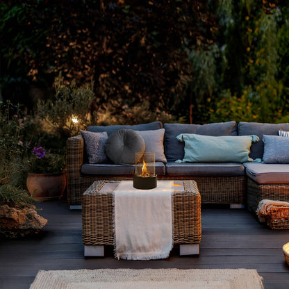 Rund rökfri bordskamin