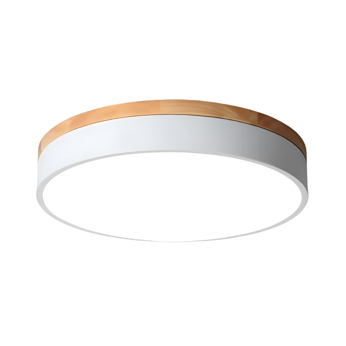 Modern platt LED-taklampa med träram