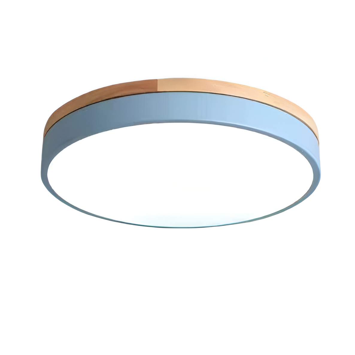 Modern platt LED-taklampa med träram