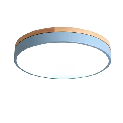 Modern platt LED-taklampa med träram