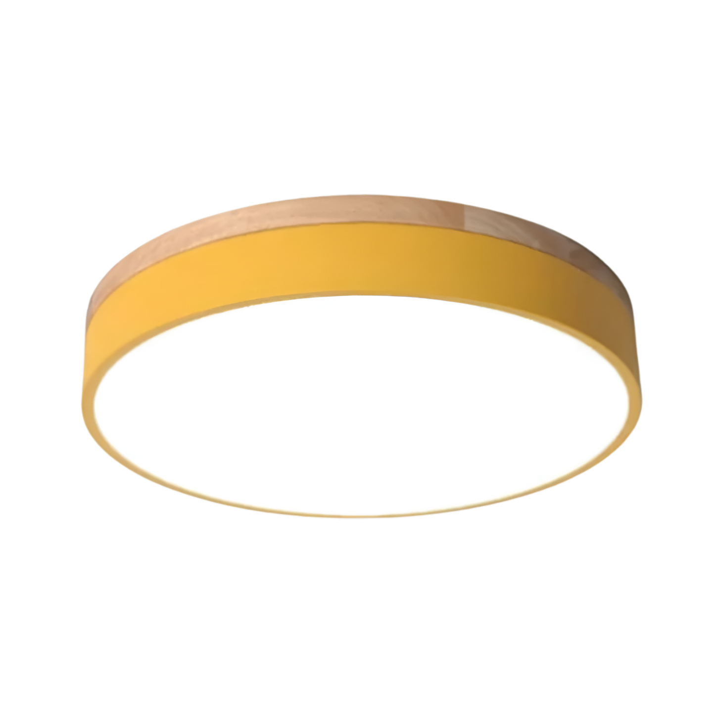Modern platt LED-taklampa med träram