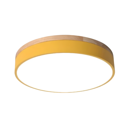 Modern platt LED-taklampa med träram