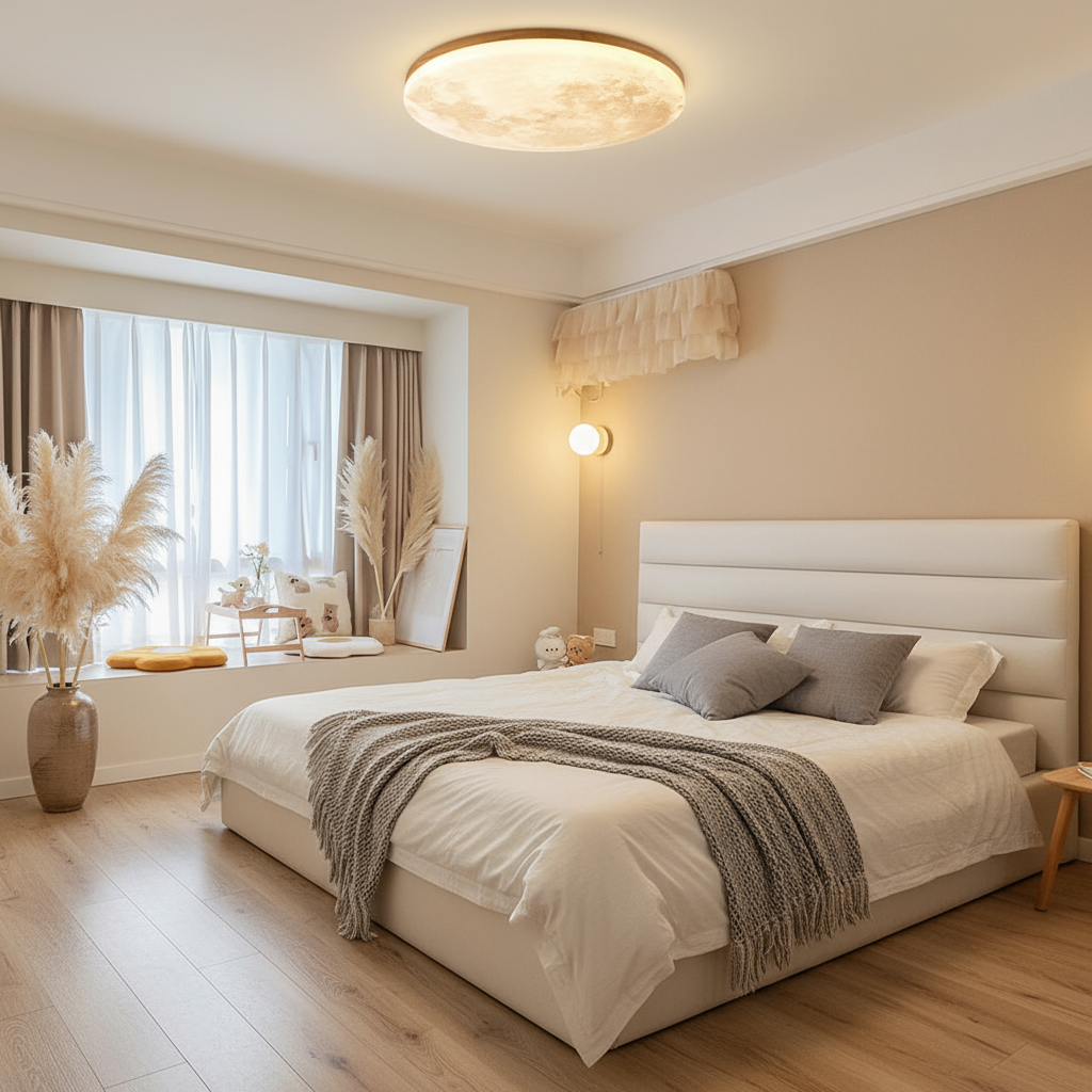 Minimalistisk infälld rund taklampa med månskenor