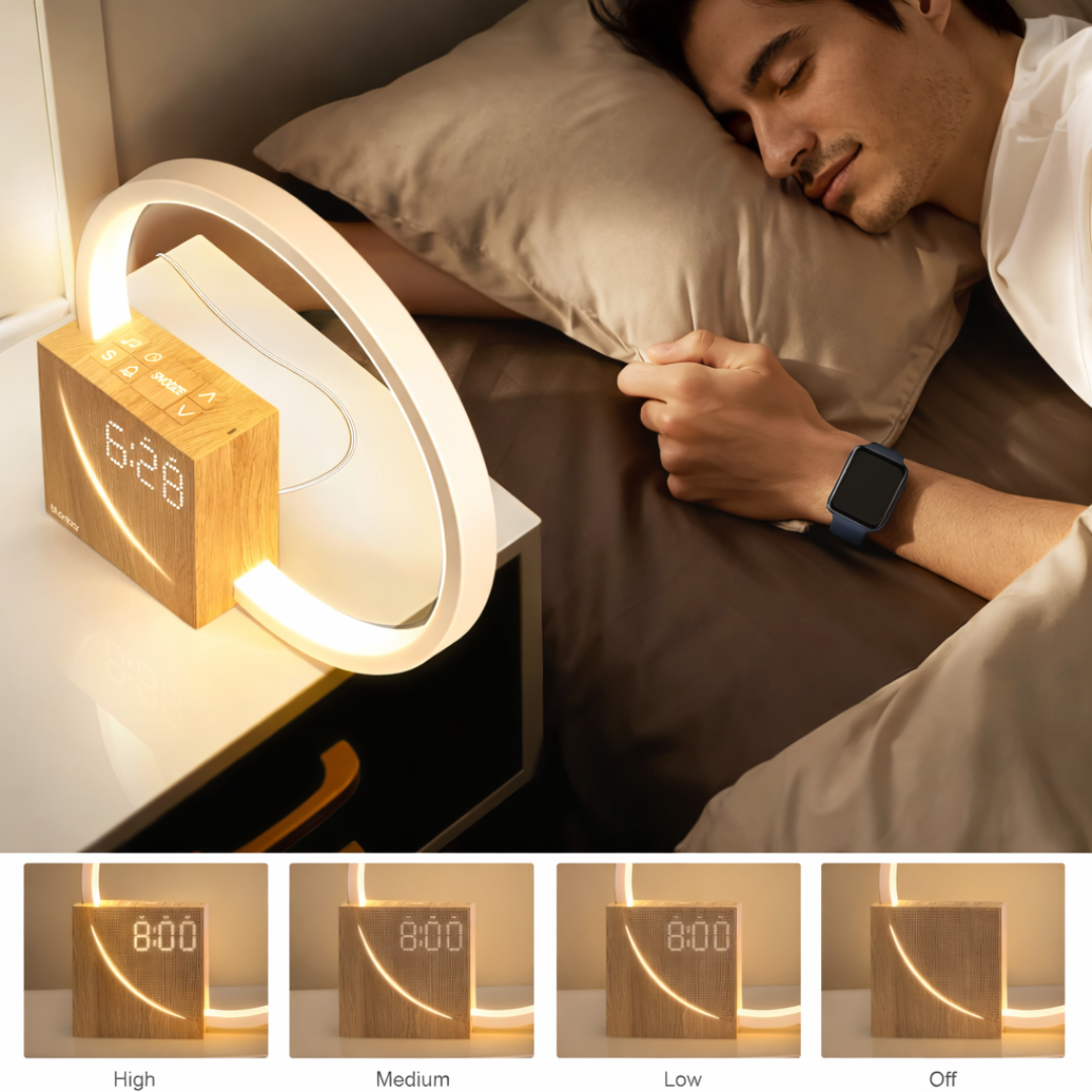 Soluppgångsväckarklocka med touchbordslampa