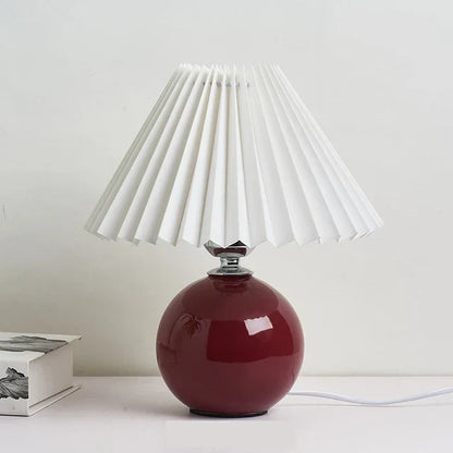 Plisserad bordslampa i vintagestil för sovrum och vardagsrum