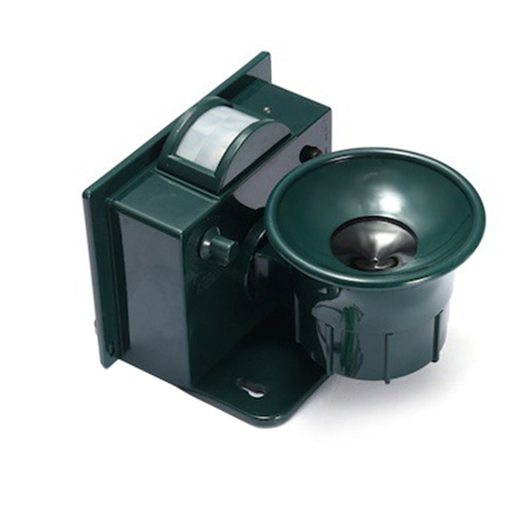 Rörelseaktiverad fågelavskräckare med ljudskrämma