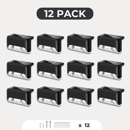 12-pack svarta solcellslampor för staket och trappa