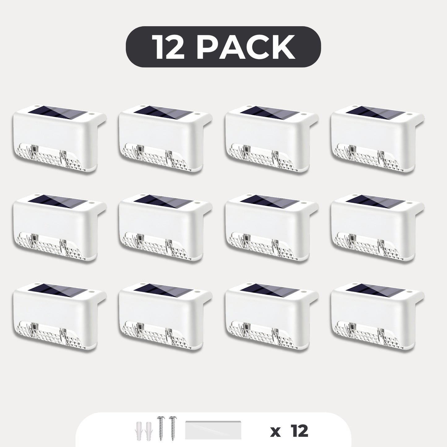 12-pack vita solcellslampor för staket och trappa
