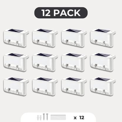 12-pack vita solcellslampor för staket och trappa