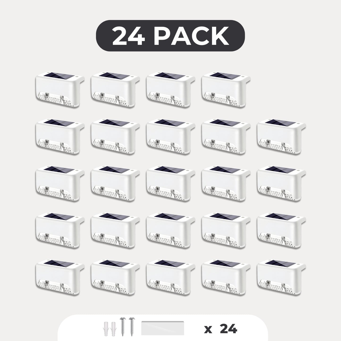 24-pack vita solcellslampor för staket och trappa