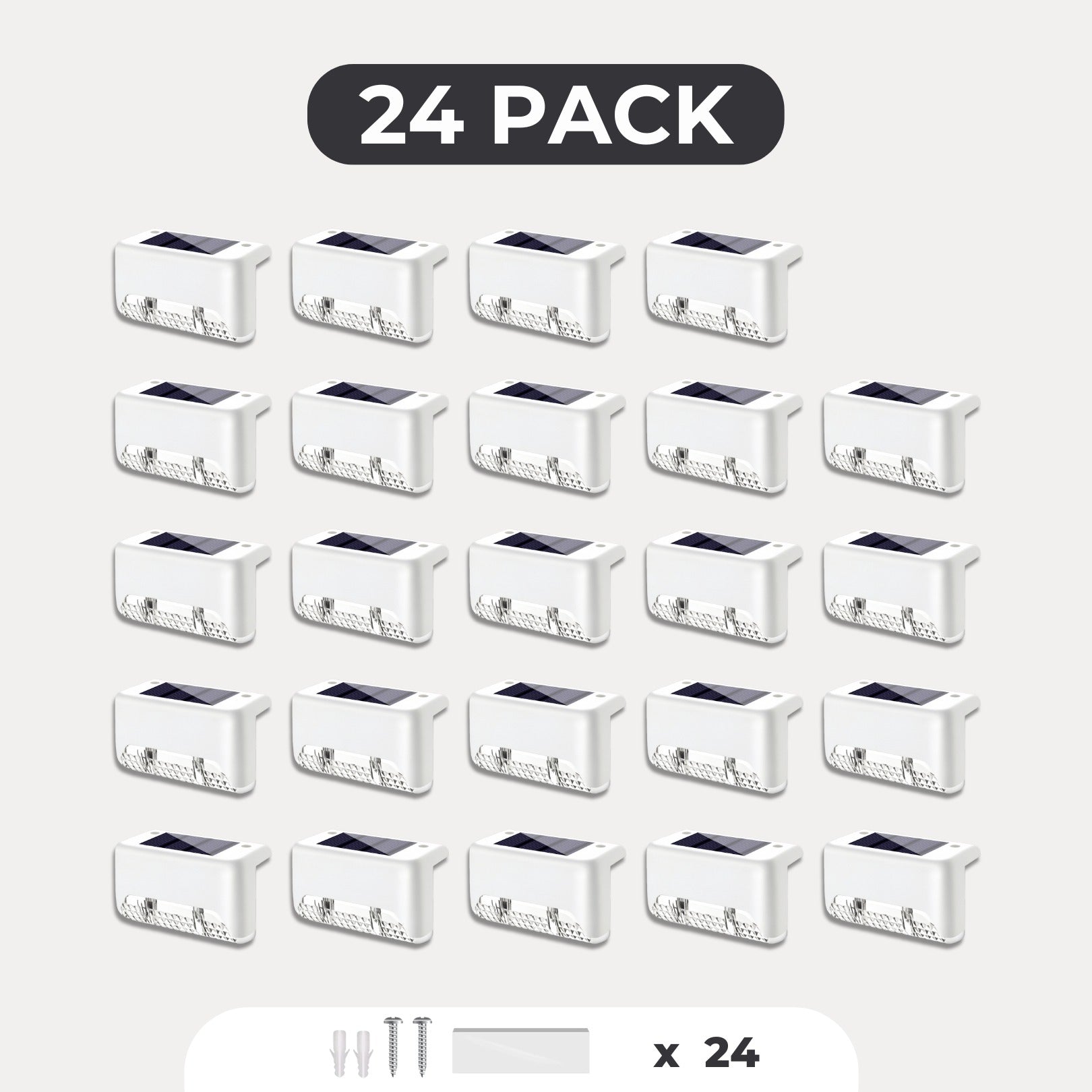 24-pack vita solcellslampor för staket och trappa