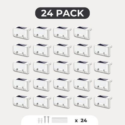 24-pack vita solcellslampor för staket och trappa